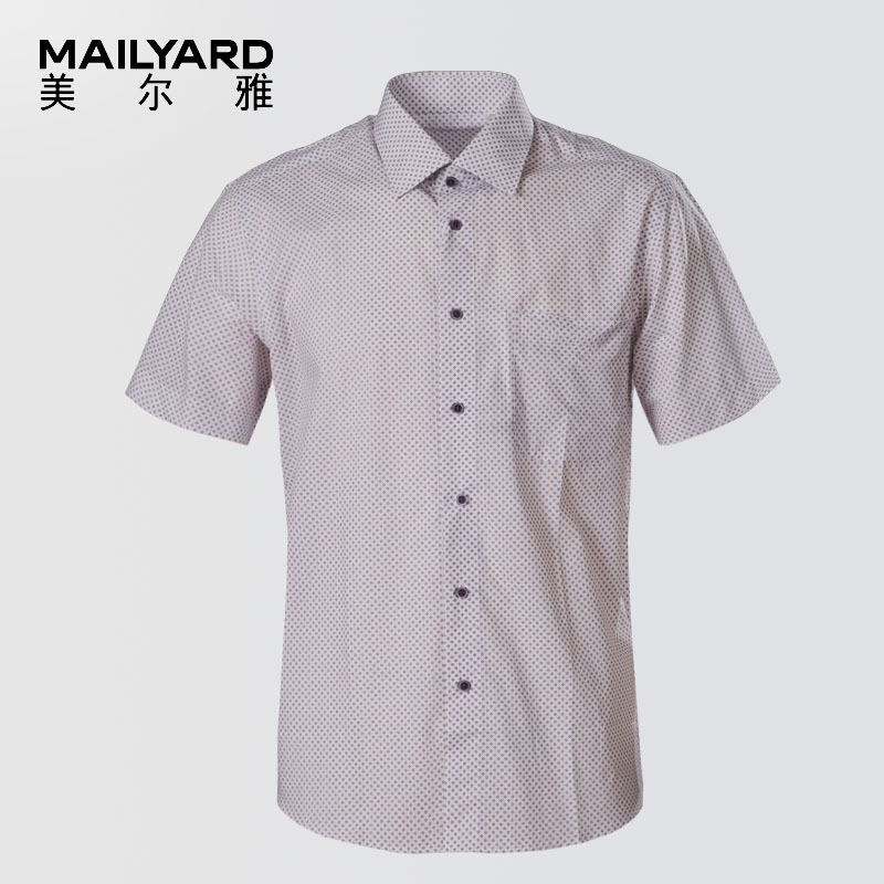 美尔雅(MAILYARD)短袖衬衫 纯棉商务休闲男式短衬时尚男士衬衣 151