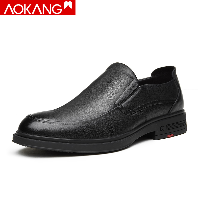 奥康男鞋皮鞋男商务休闲鞋低帮套脚一脚蹬单鞋爸爸鞋