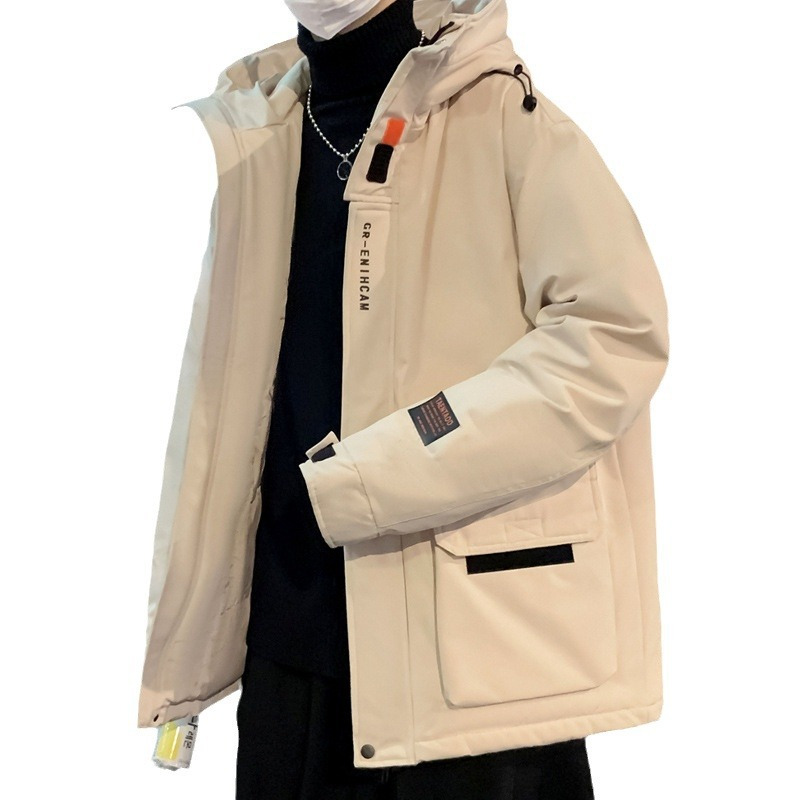 羽绒服男士冬季韩版百搭潮流加厚工装休闲外套男宽松连帽冬装衣服