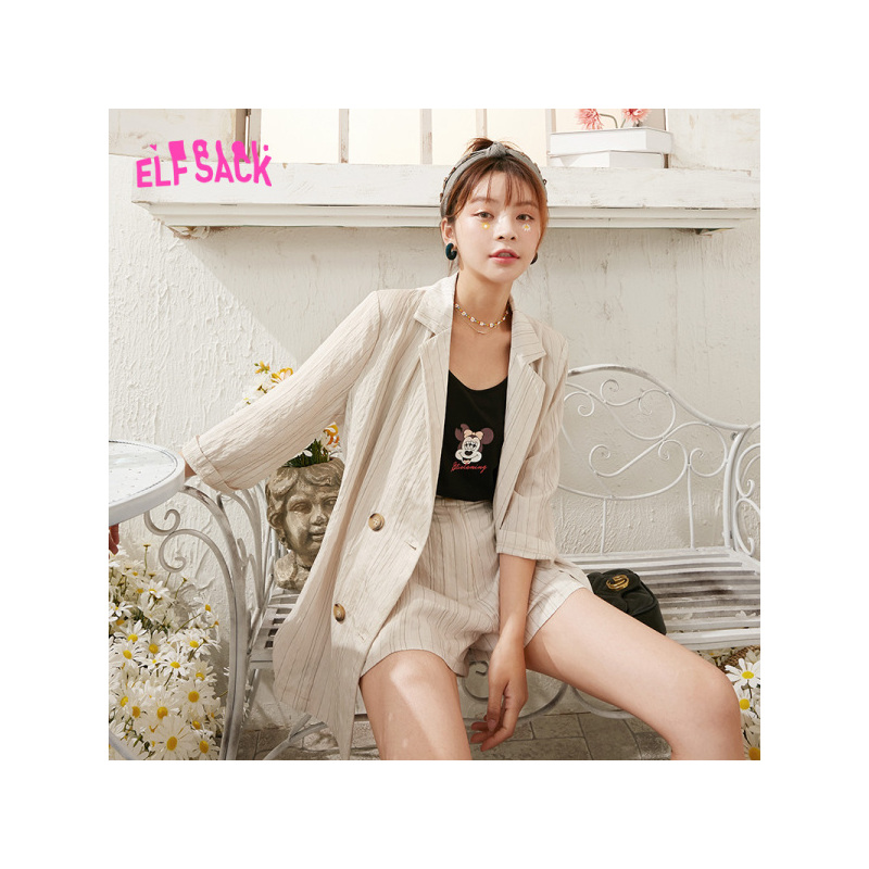 【新款】妖精的口袋冰淇淋色天丝西装套装女2020夏季韩版垂感西服