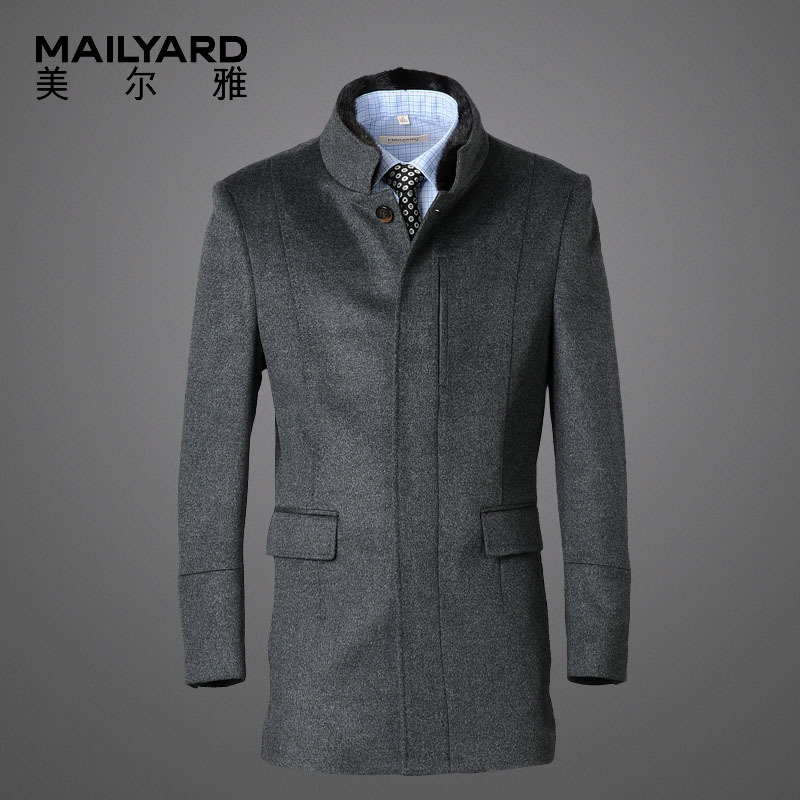 美尔雅(MAILYARD)男装短套 羊毛商务男士大衣 男式桑蚕丝羊绒毛呢外套 075