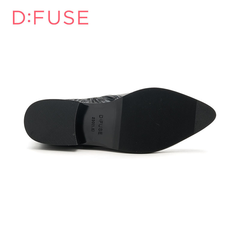 D：Fuse/迪芙斯秋冬尖头拉链沿边粗跟低跟短靴女鞋DF64117346_Vlw82
