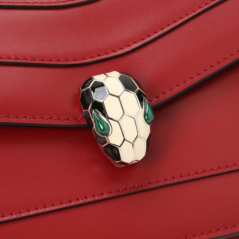 宝格丽 BVLGARI Serpenti Forever 口盖包 经典蛇头光面皮 女士手提包 280177金扣图片