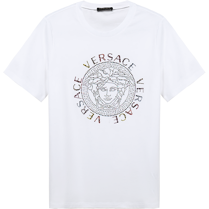Versace 范思哲 女款棉质铆钉美杜莎头像圆领短袖T恤 A85750 A228806