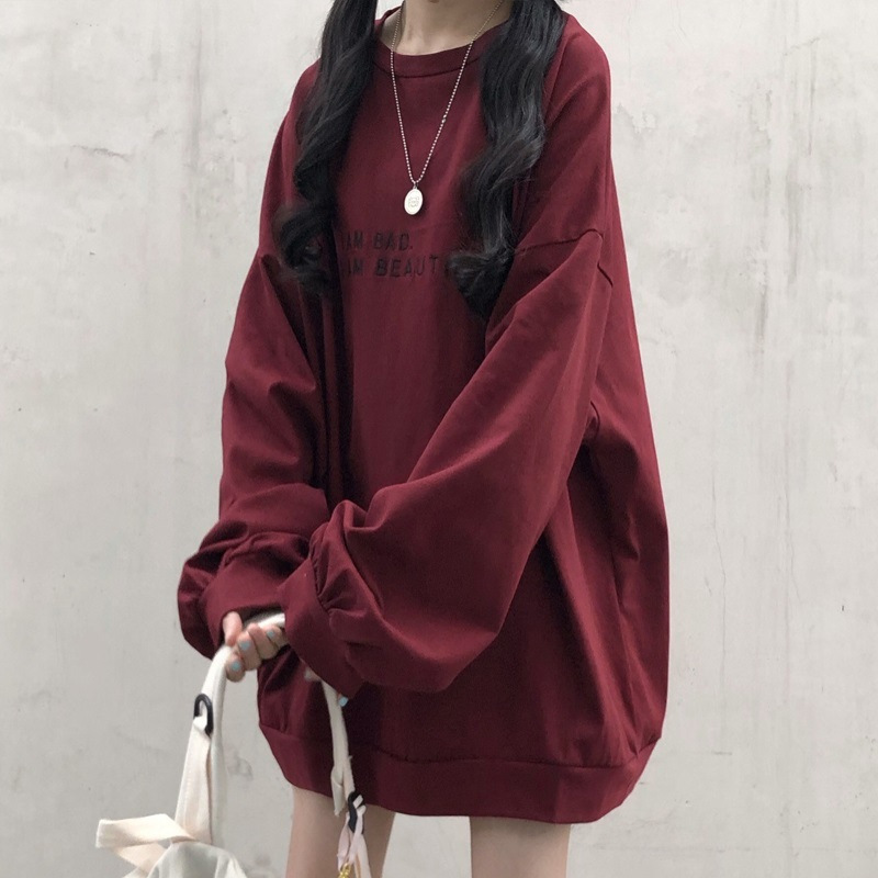 2021早秋新款中长款卫衣女宽松长袖慵懒风显瘦套头上衣潮ins