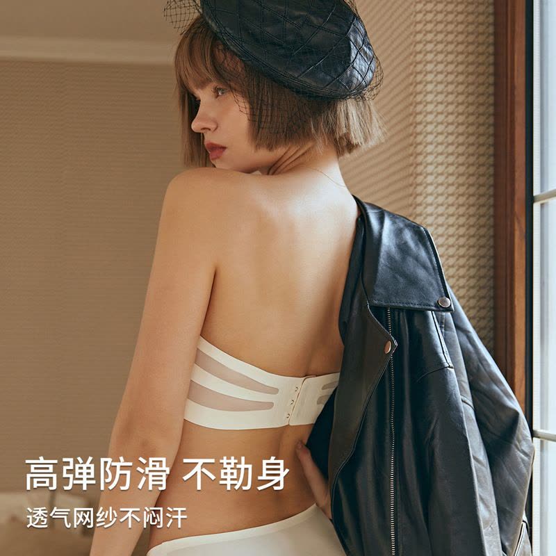 夏季无肩带内衣女小胸聚拢性感无痕隐形文胸美背裹胸薄款防滑胸罩图片