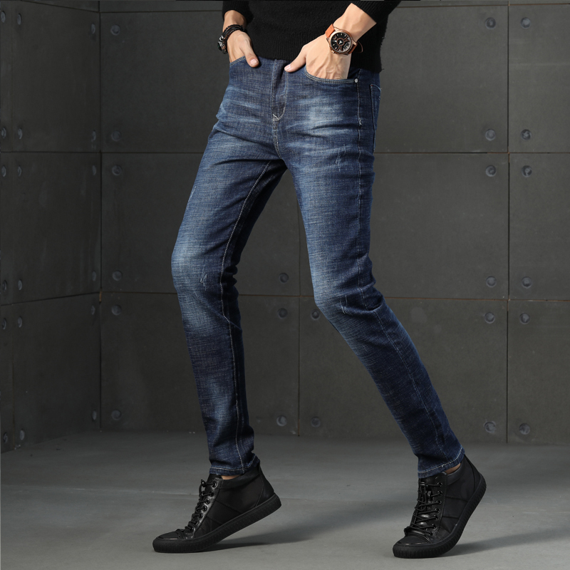 aemape美国苹果牛仔裤男士小脚商务修身弹力牛仔男裤子
