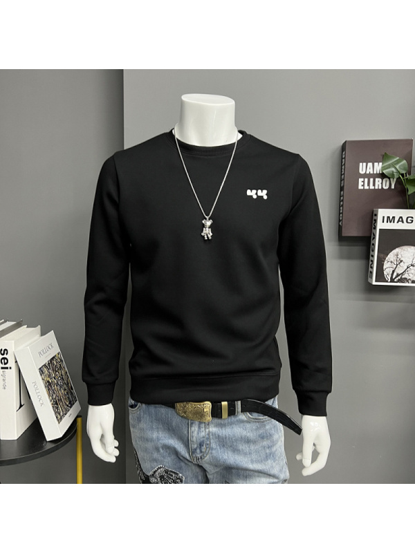 简约时尚男士长袖体恤打底衫圆领卫衣秋冬新款潮流时尚欧货上衣潮