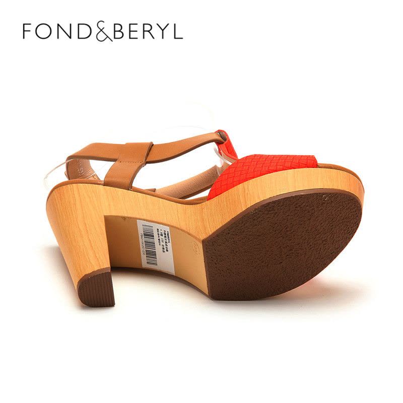 Fondberyl/菲伯丽尔粗跟防水台PU凉鞋FB42119125图片