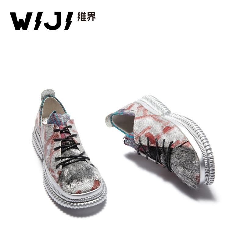 WIJI冬季新款时尚摩登手绘牛仔鞋休闲个性炫酷潮流透气舒适女鞋女图片