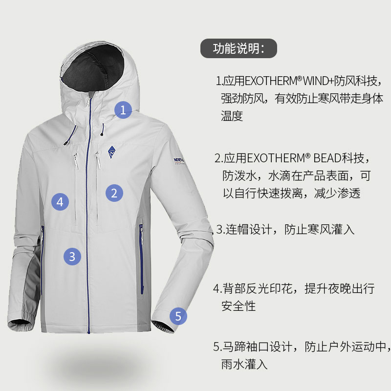 诺诗兰（NORTHLAND）户外男式三层防风保暖软壳衣风雪外套GF065101
