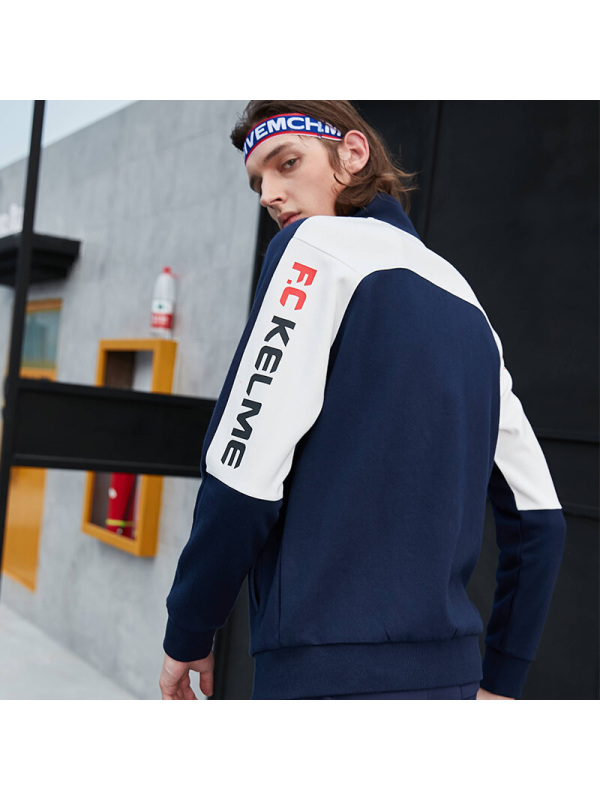 KELME/卡尔美 秋季新款运动外套男立领潮流休闲夹克36831018 深蓝