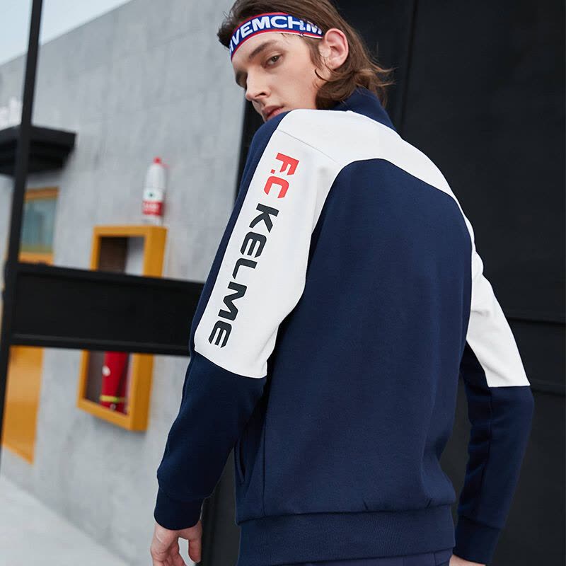 KELME/卡尔美 秋季新款运动外套男立领潮流休闲夹克36831018 深蓝图片