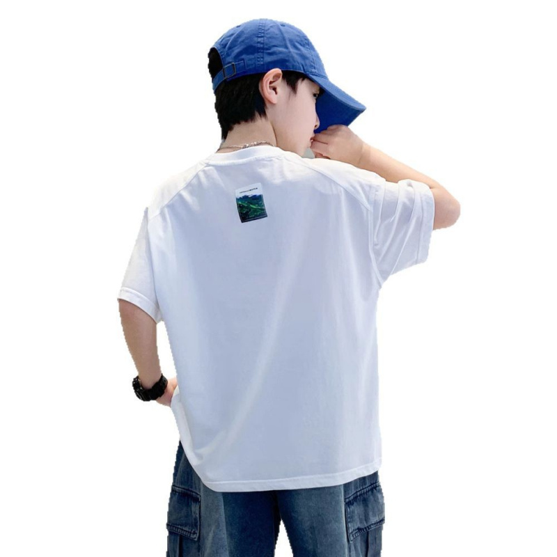 男童短袖T恤夏季2025新款大童夏装帅气男孩儿童薄款半袖上衣t