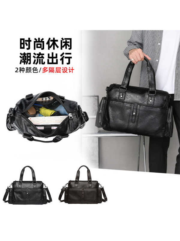 Ceba新款商务男士手提包短途旅行包PU瑜伽包健身包单肩包男女款