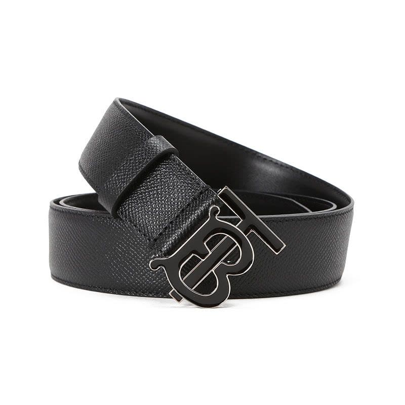 博柏利 BURBERRY TB 腰带3.5D TB LOGO粒面皮8024167 男款 腰带 黑扣图片