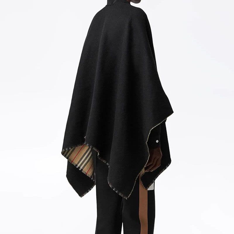 预订BURBERRY\博柏利 标志性条纹装饰羊毛披肩 130 x 130cm图片