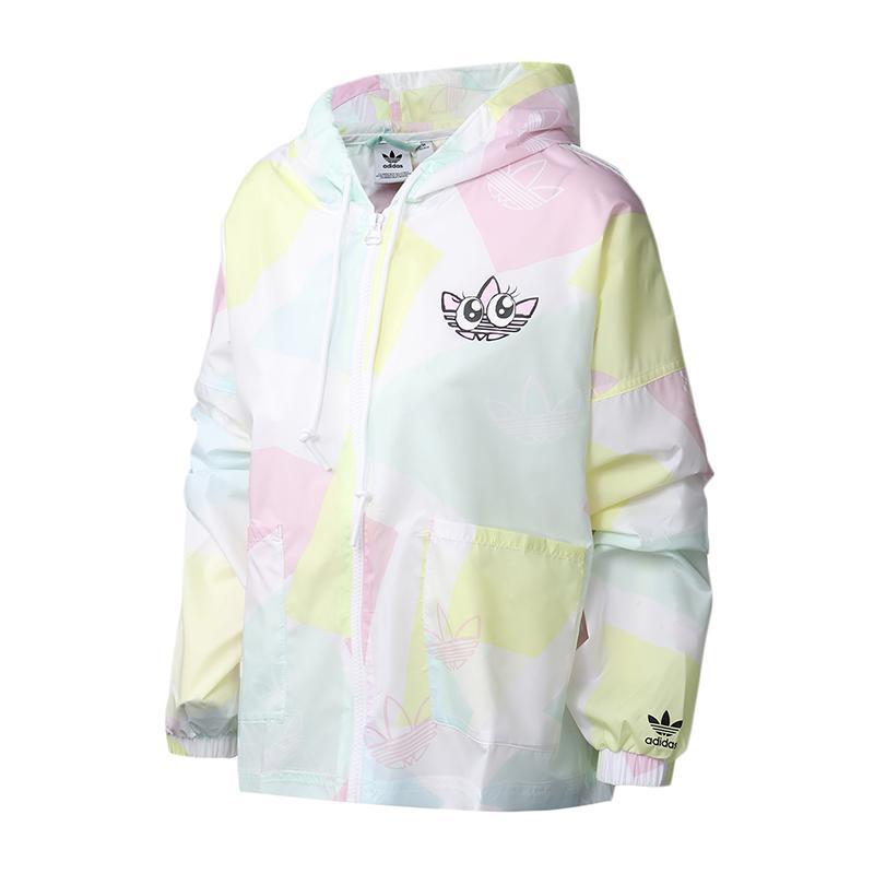 adidas阿迪达斯三叶草女装运动服休闲连帽防风衣外套GK3680