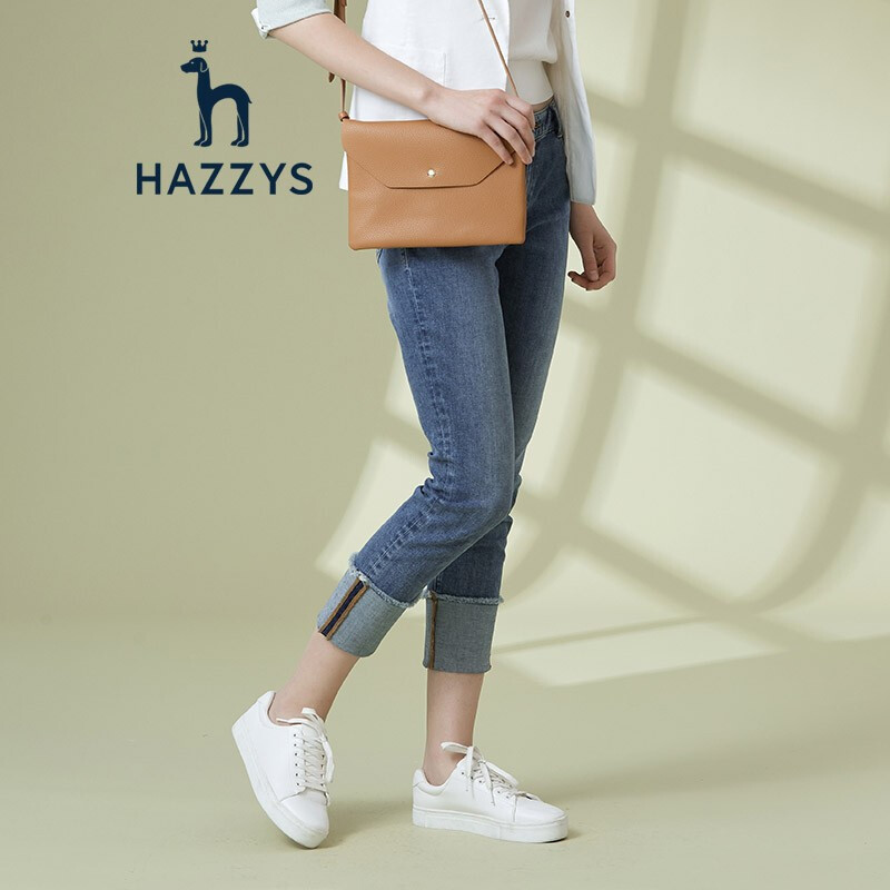 哈吉斯HAZZYS春夏新款牛仔裤女都市简约修身休闲长裤蓝L