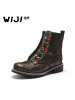 WIJI冬季新款宫廷风镶钻马丁靴时尚休闲个性复古潮流透气舒适女靴