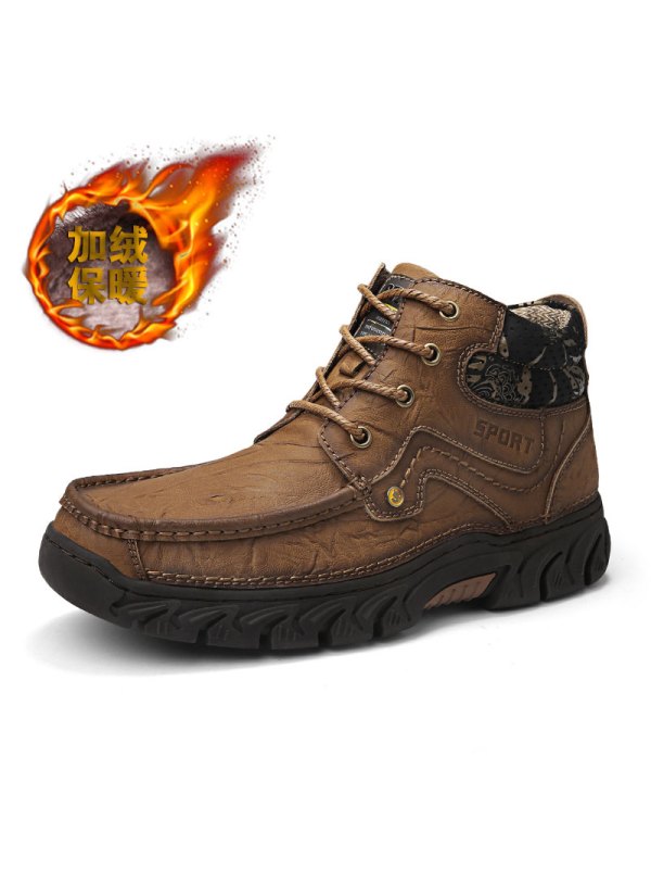 英伦班纳(ENLEN&BENNA)2019新款男鞋户外休闲男皮鞋英伦真皮高帮工装大码户外运动鞋子潮