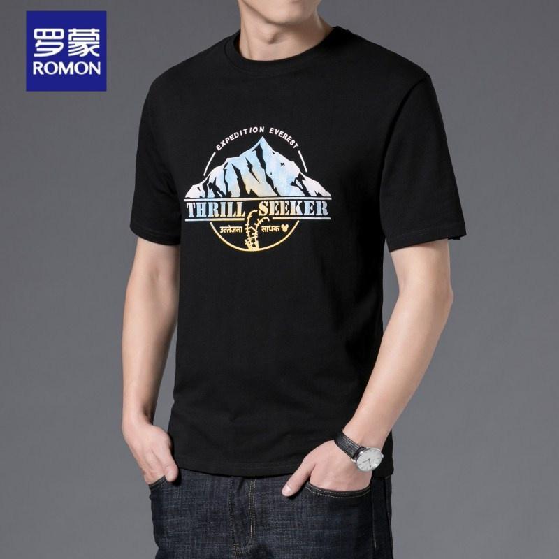 罗蒙（ROMON）短袖t恤男2021年夏季新款POLO半袖衣服男商务休闲棉打底衫夏天男装翻领
