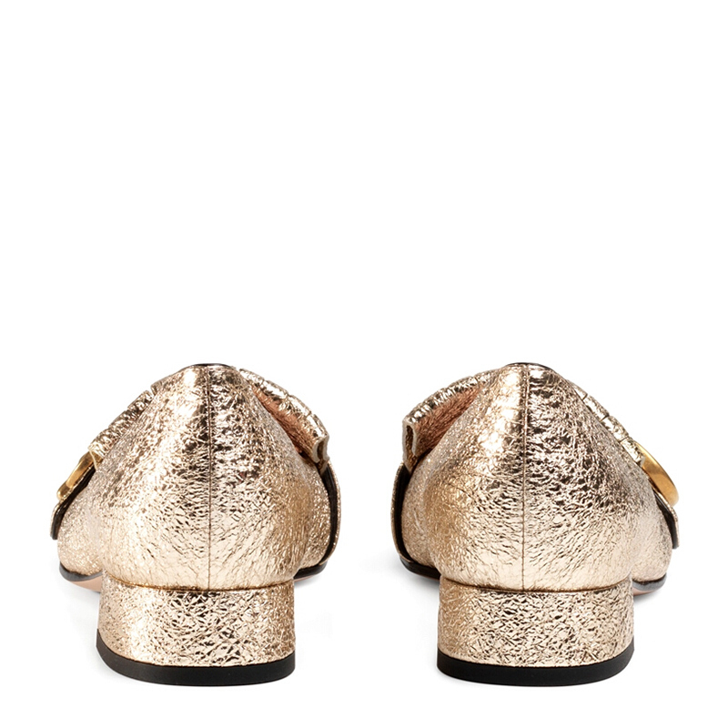 GUCCI/古驰 女士双G金属感皮革流苏中跟鞋453480