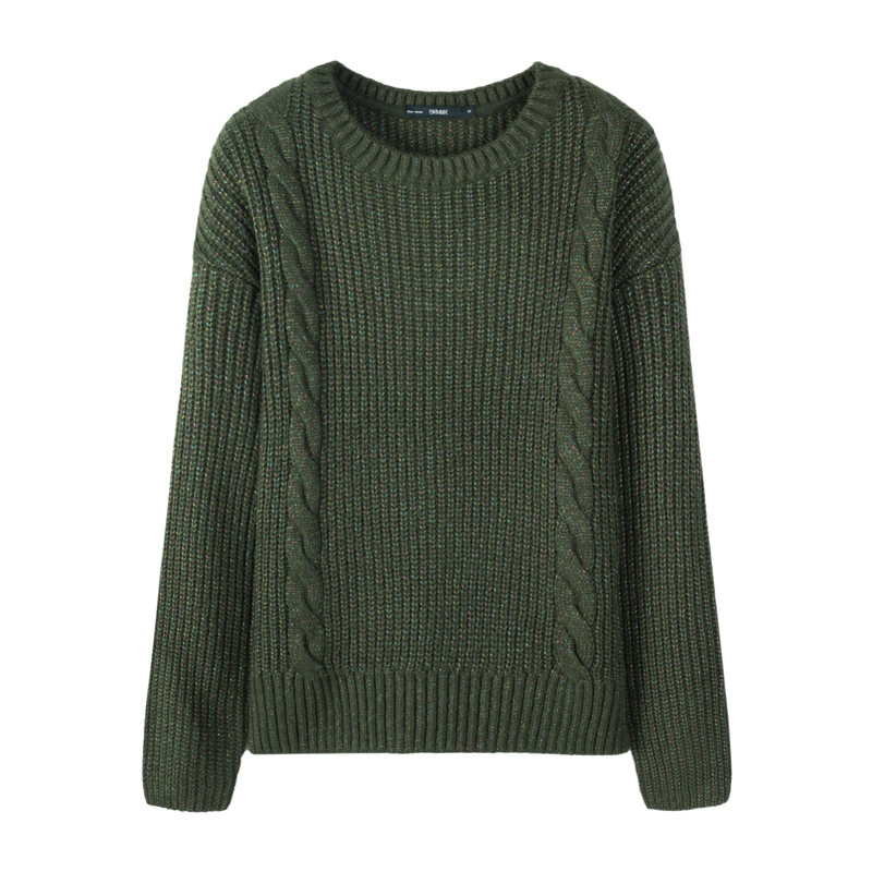 semir森马毛衫女2019冬季新款圆领套头毛衣花纱宽松内搭针织衫少女