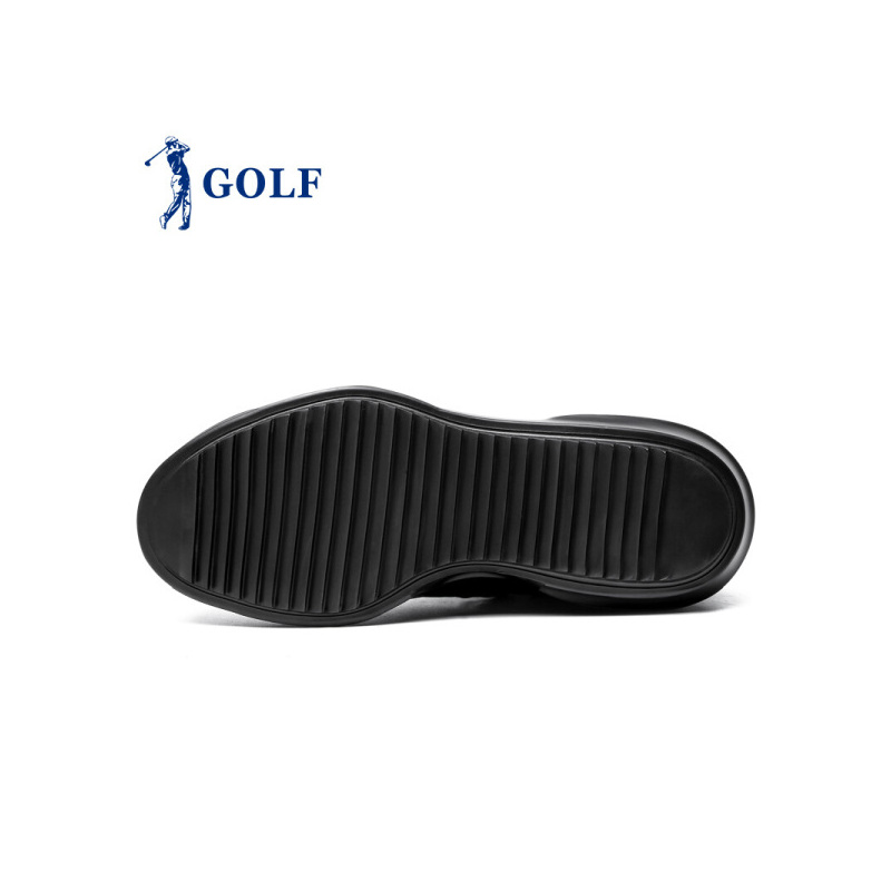 GOLF/高尔夫男靴户外英伦风厚底防滑高帮鞋真皮系带时尚靴子男黑色