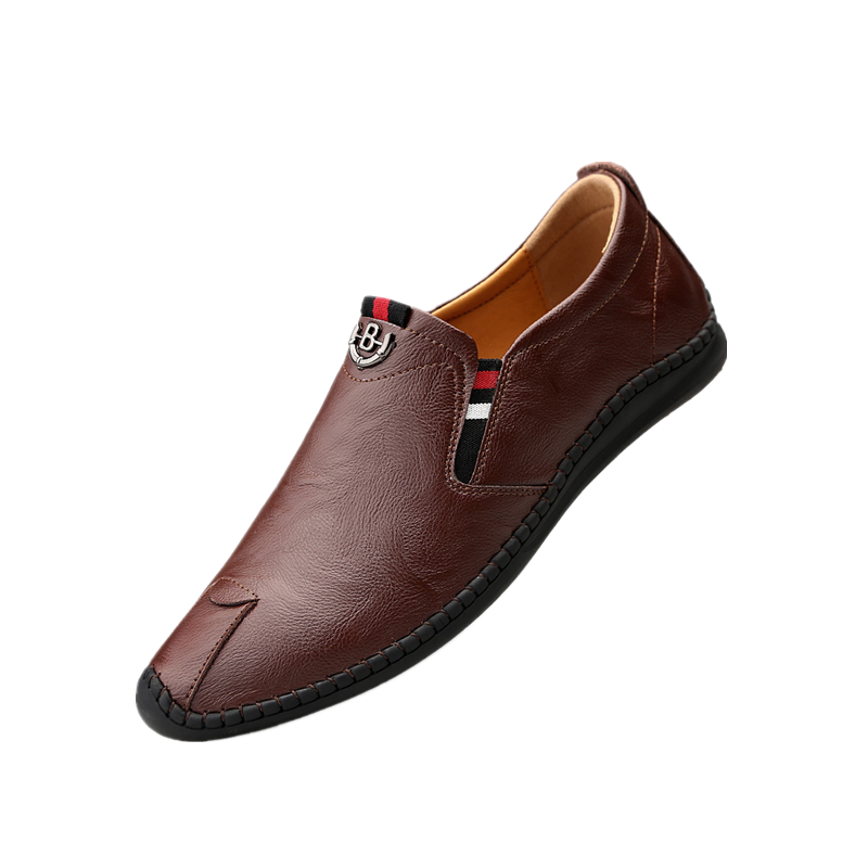 英伦班纳enlenbenna新款真皮透气男士休闲软皮厚底百搭懒人豆豆鞋