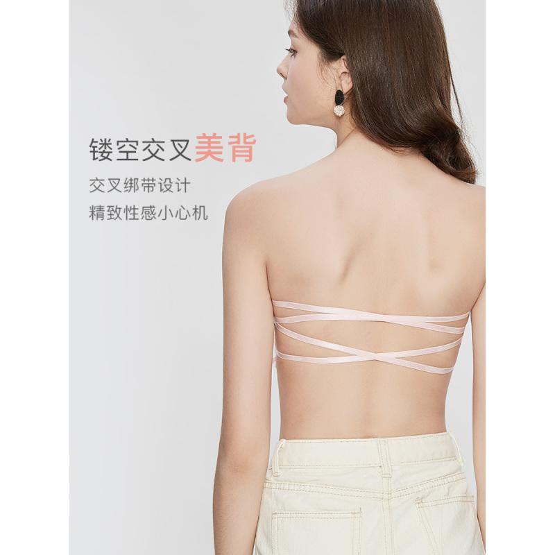 都市丽人唯美蕾丝刺绣无钢圈无搭扣抹胸式女士文胸胸罩内衣2B8614