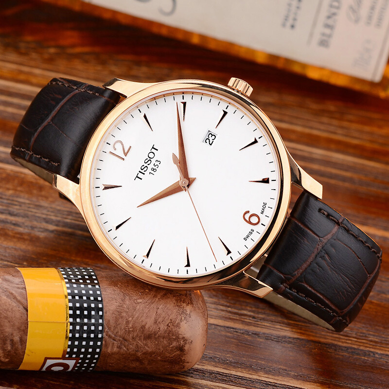 天梭tissot俊雅系列时尚简约皮带石英男士手表t0636173603700