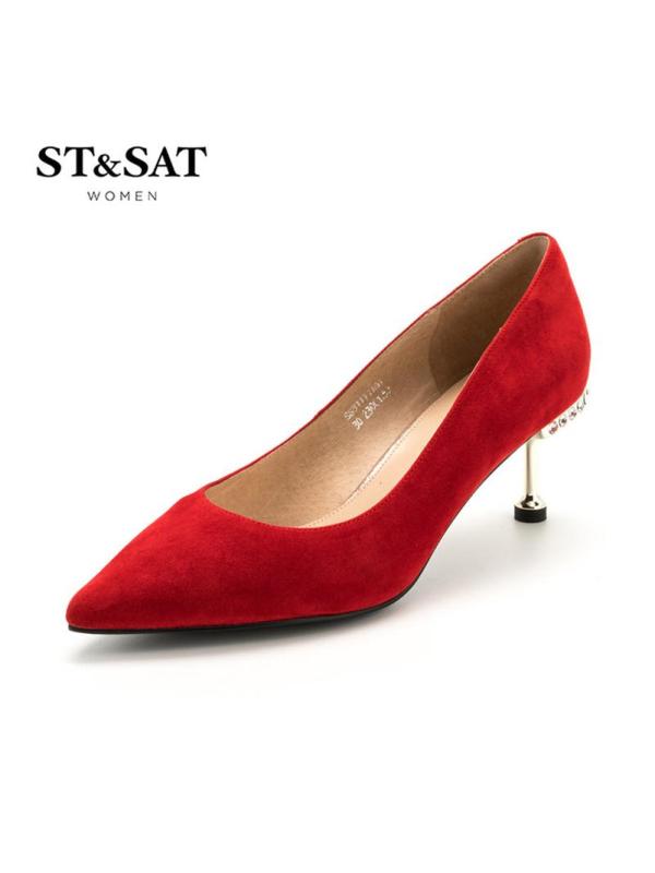 St&Sat/星期六春新商场同款浅口尖头细高跟单鞋女鞋SS81111180