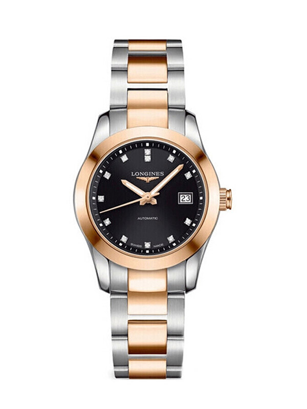 浪琴(longines)手表 康铂系列自动机械女表 镶钻黑盘 型号 l2.285.5.
