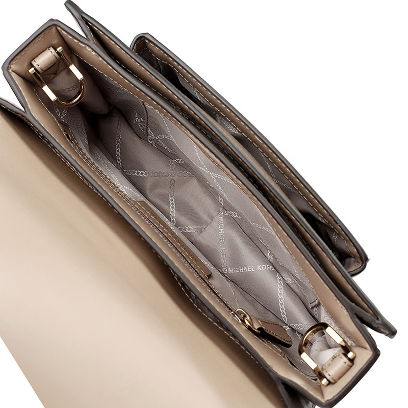 MICHAEL KORS 迈克·科尔斯 MK女包 SLOAN EDITOR系列米灰条纹皮质女士单肩斜挎包礼物