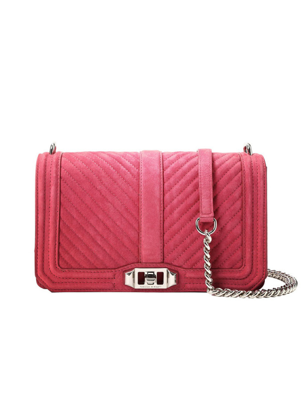 瑞贝卡·明可弗REBECCA MINKOFF CHEVRON QUILTED LOVE女士斜挎包HH18ECQX08银扣
