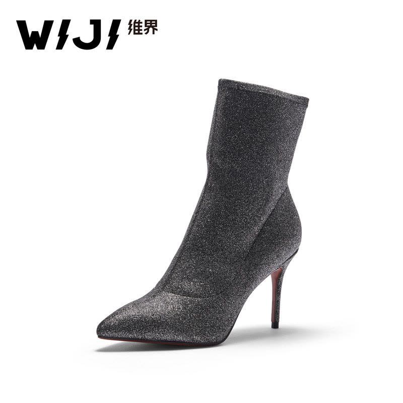 WIJI维界新款秋季细跟高筒靴尖头时尚欧美风女鞋ins街拍潮搭鞋图片