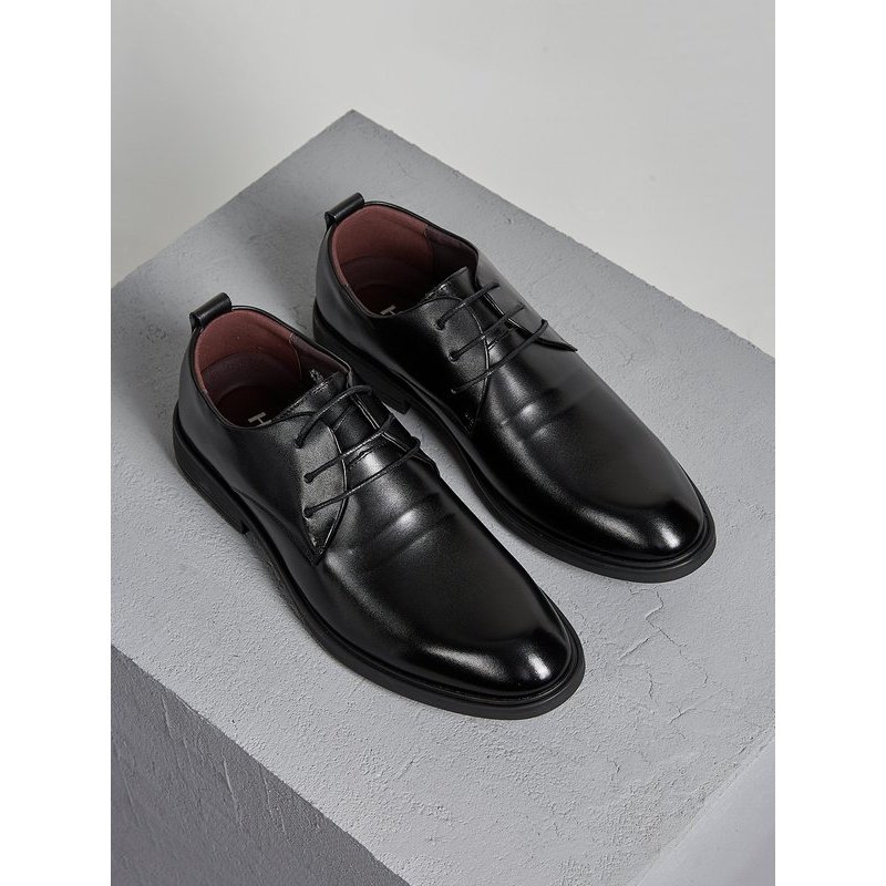 hla海澜之家纯色工装皮鞋2019春季系带款商务皮鞋男hsxsd1r003a