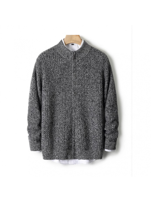 冬季新款男士羊毛拉链开衫半高领加厚羊绒衫商务休闲针织毛衣外套