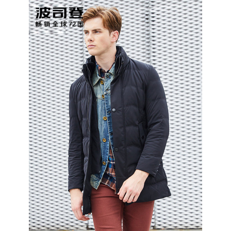 波司登BOSIDENG羽绒服男中长款男士冬季常规中年加厚羊毛立领冬B70141055
