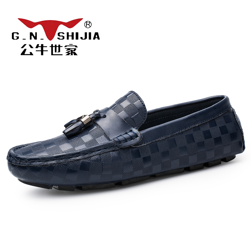 公牛世家(G.N.Shi Jia)男士真皮休闲鞋低帮商务皮鞋套脚豆豆鞋GN8004