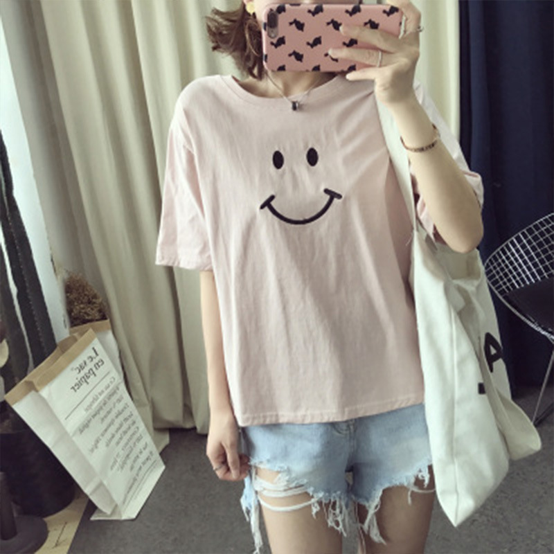 夏季新款韩版学生女士短袖T恤女学生衣服宽松上衣打底衫女装