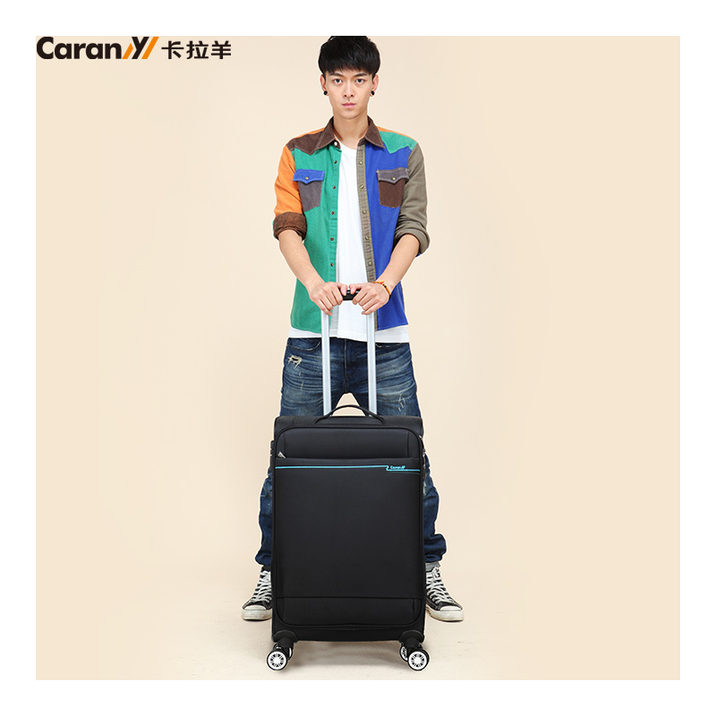 卡拉羊Carany24吋拉杆箱飞机轮行李箱牛津布旅行箱男女密码箱涤纶软箱 飞机轮 CS8366-24