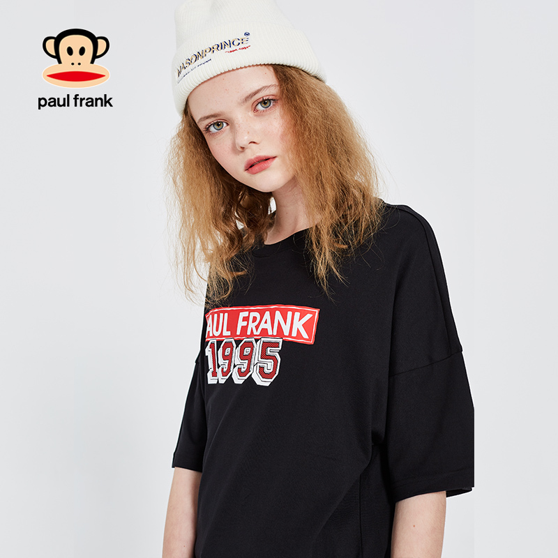 Paul Frank/大嘴猴2019夏季新款T恤女潮流字母印花韩版宽松透气潮