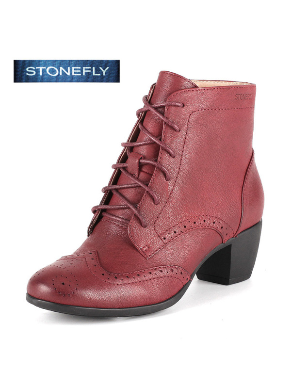 斯通富来STONEFLY羊皮圆头中跟拉链交叉绑带女鞋SD54112709