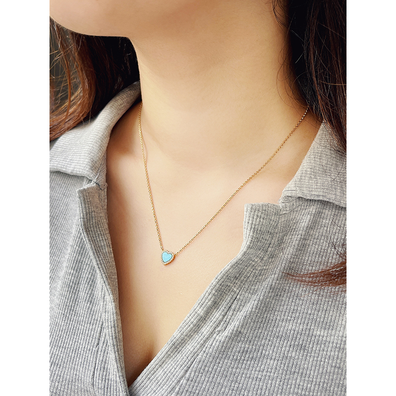 [宋祖儿同款]apm monaco新品蓝色爱心项链 小清新可爱气质锁骨链可