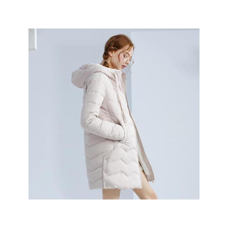 拉夏贝尔流行羽绒服时尚2019冬新款学生中长款过膝外套女20012304