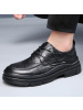 脚宽大头皮鞋男士春季男鞋子新款透气潮流百搭厚底商务正装休闲鞋