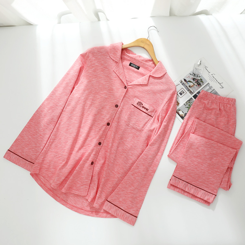 红豆居家(Hodohome)女士家居服女式纯棉睡衣经典开衫长袖居家服套装