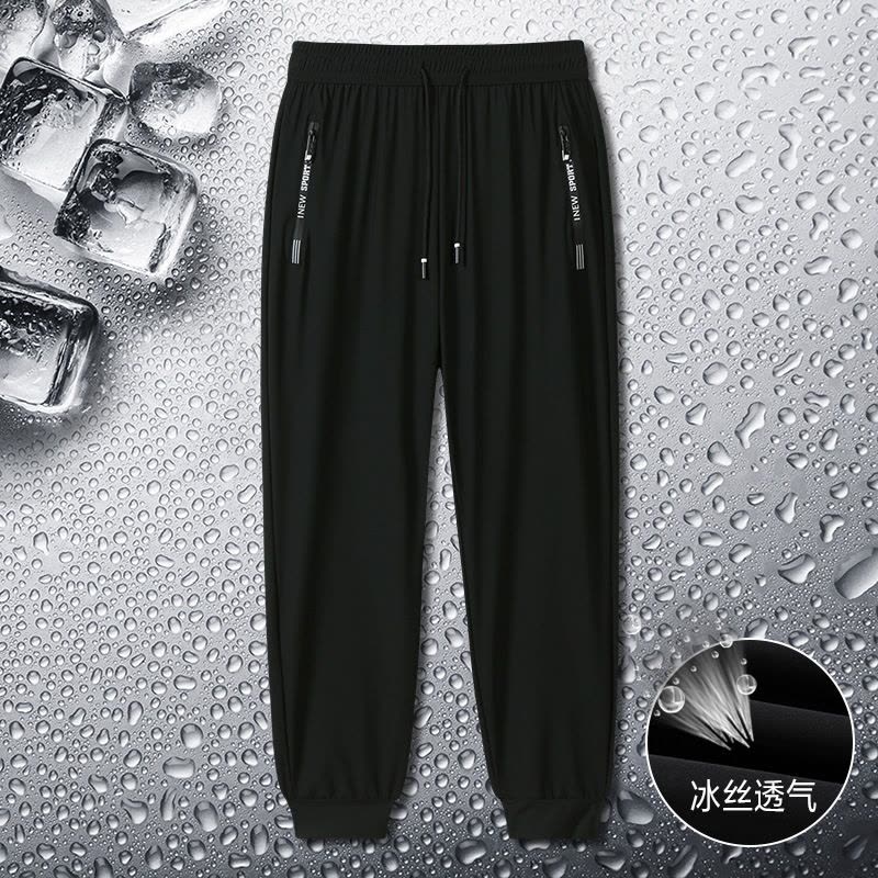 冰丝长裤夏季韩版新款薄款弹力宽松直筒大码拉链运动休闲百搭图片